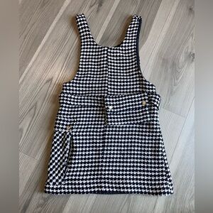 Zara Girls Textured Houndstooth Pinafore Dress with Belt Bag Size 7
